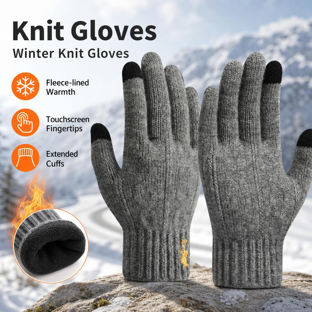 Wool Glove Lined - 2026 Heren thermische wollen gebreide handschoenen,